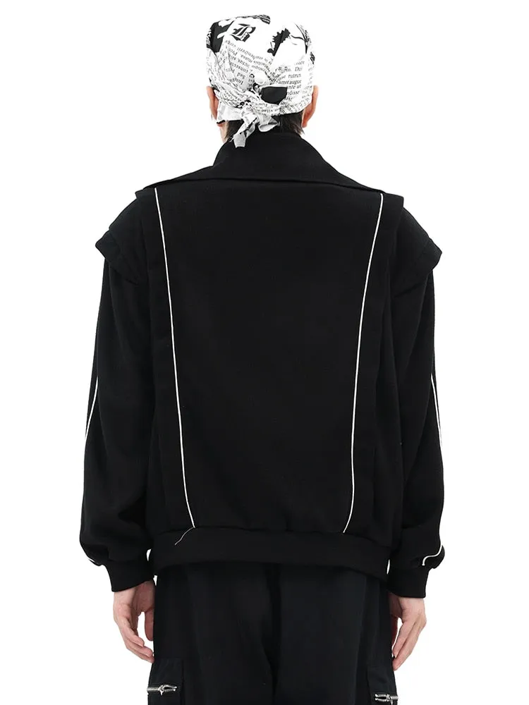 Colorblock Loose Pullover Patchwork Zipper Sweatshirts For Women Stand Collar Long Sleeve Casaul Sweatshirt Female