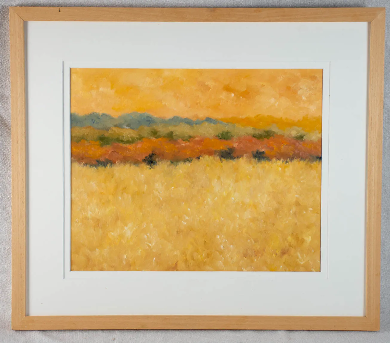 Contemporary landscape painting by Karibou - “Fin d'été” 18½" x 21¼"