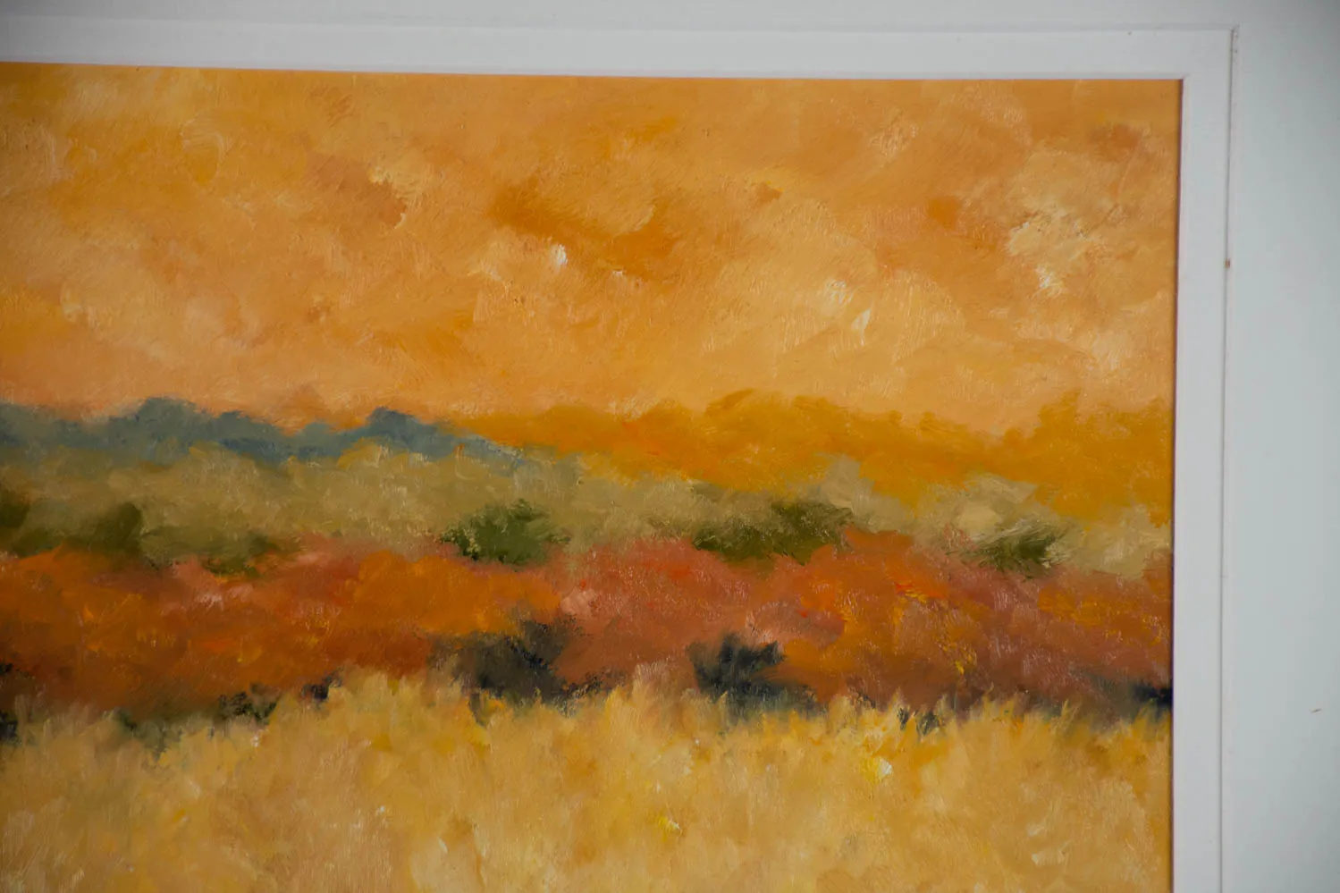 Contemporary landscape painting by Karibou - “Fin d'été” 18½" x 21¼"