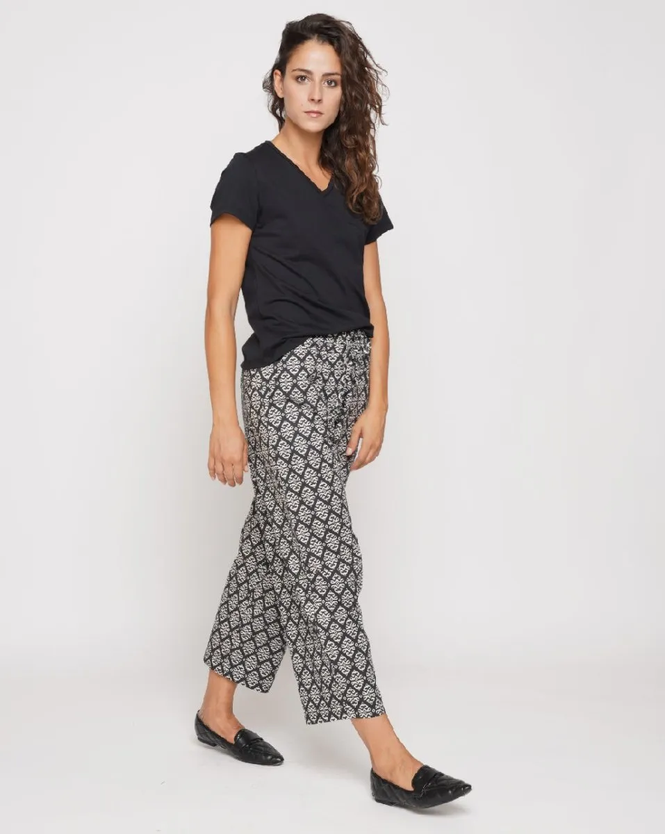 Contrast Tile Drawstring Culottes
