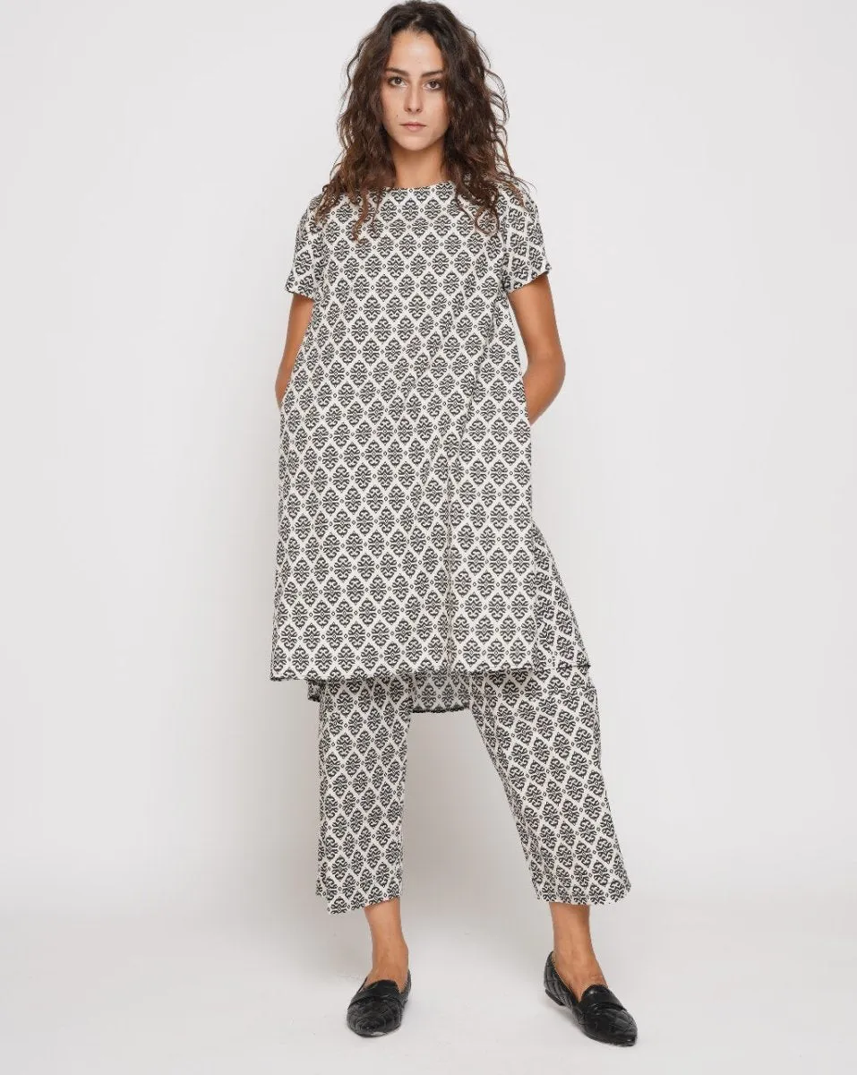 Contrast Tile Drawstring Culottes