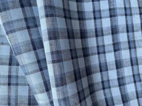 Denim & Sky Plaid Linen (Made in Poland)