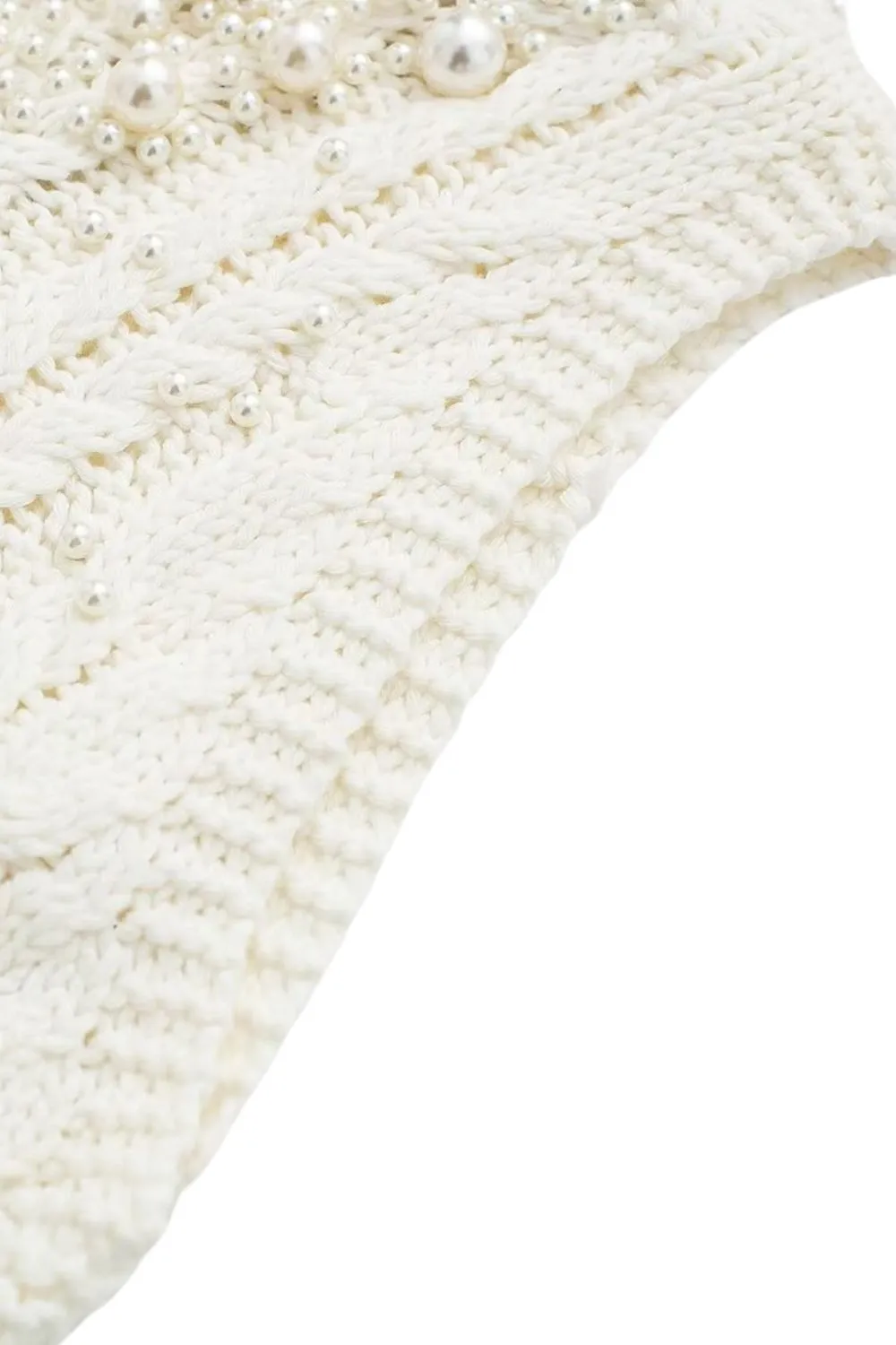 ‘Diana’ Beaded Pearl-Embellished Knitted Vest Top