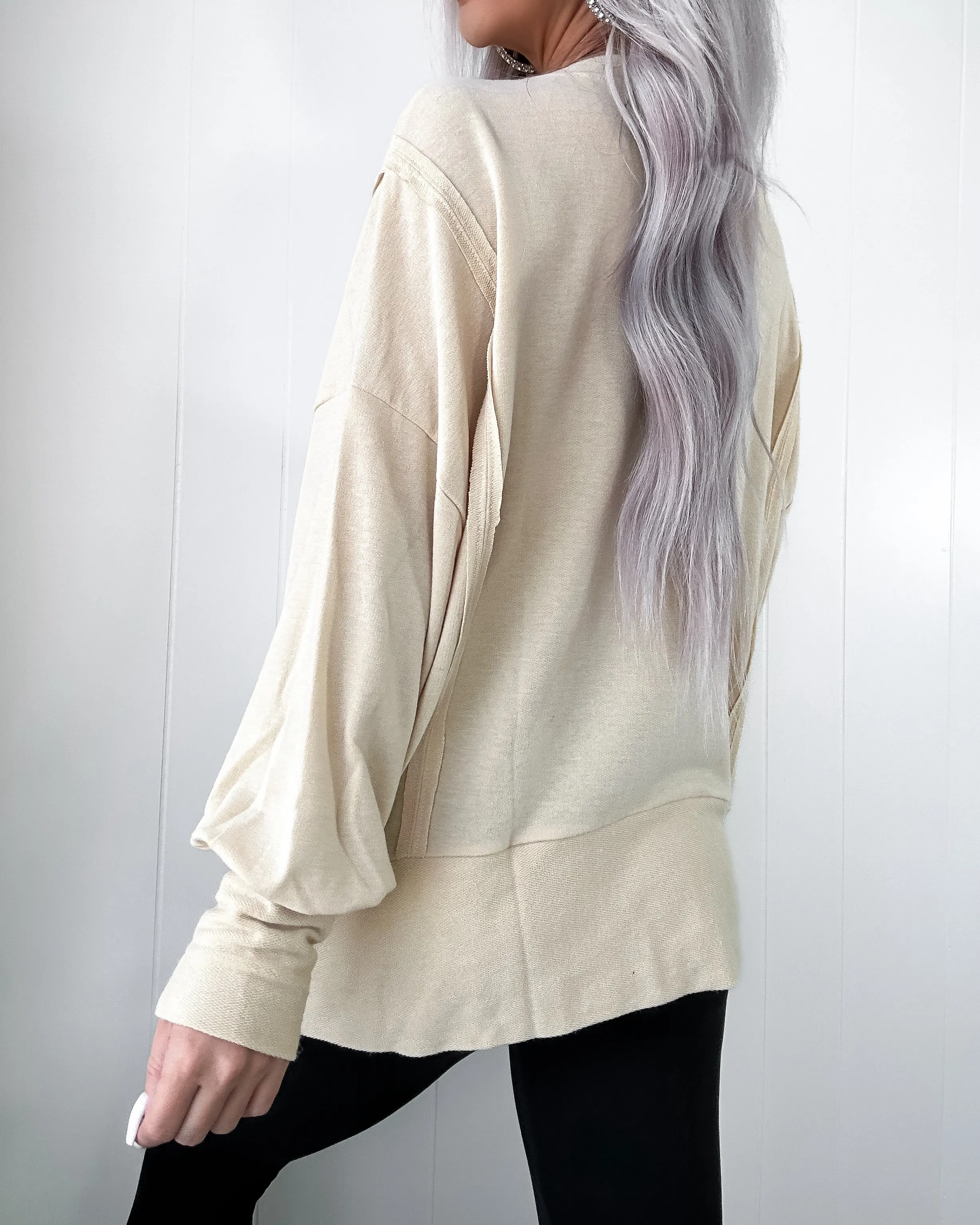DOORBUSTER Sand Side Slit Sweatshirt