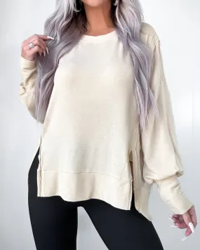 DOORBUSTER Sand Side Slit Sweatshirt