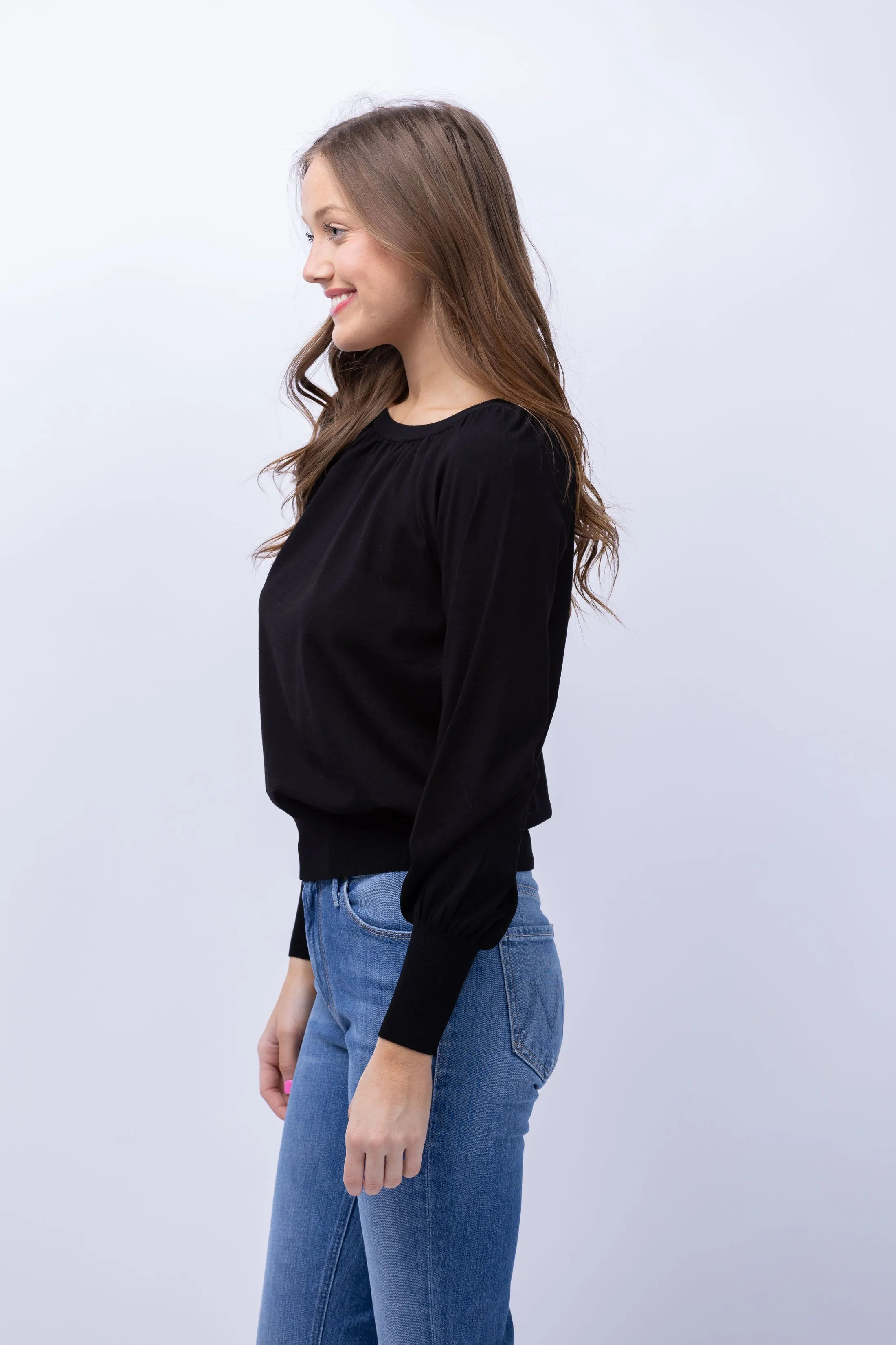 Elliott Lauren Boatneck Sweatshirt in Black