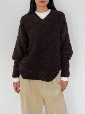 European Goods High-end Wool Blend Sweater Women Fall Winter Loose Soft  V-neck Bottom Sweater High-grade Knit Sweater C-310