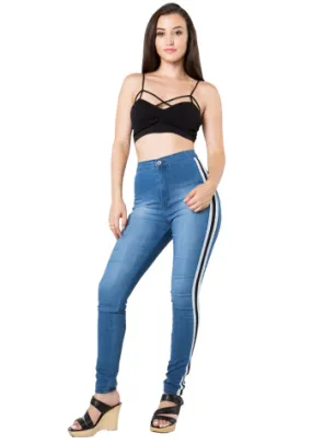 Explosive high-elastic side webbing sports jeans - Women's Bottom