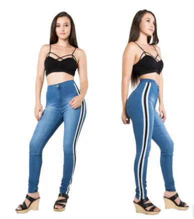 Explosive high-elastic side webbing sports jeans - Women's Bottom