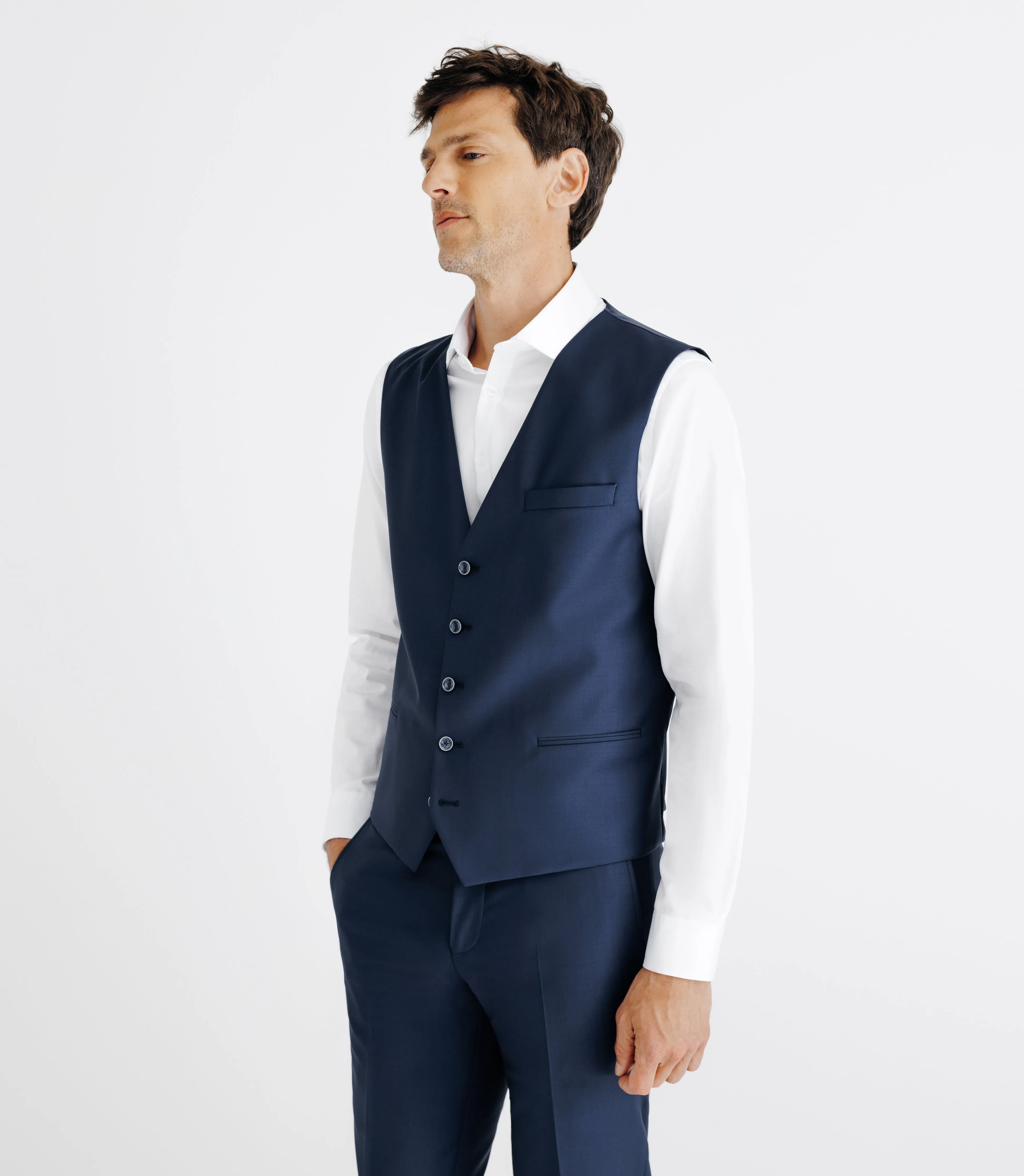 Gilet ville aspect brillant bleu