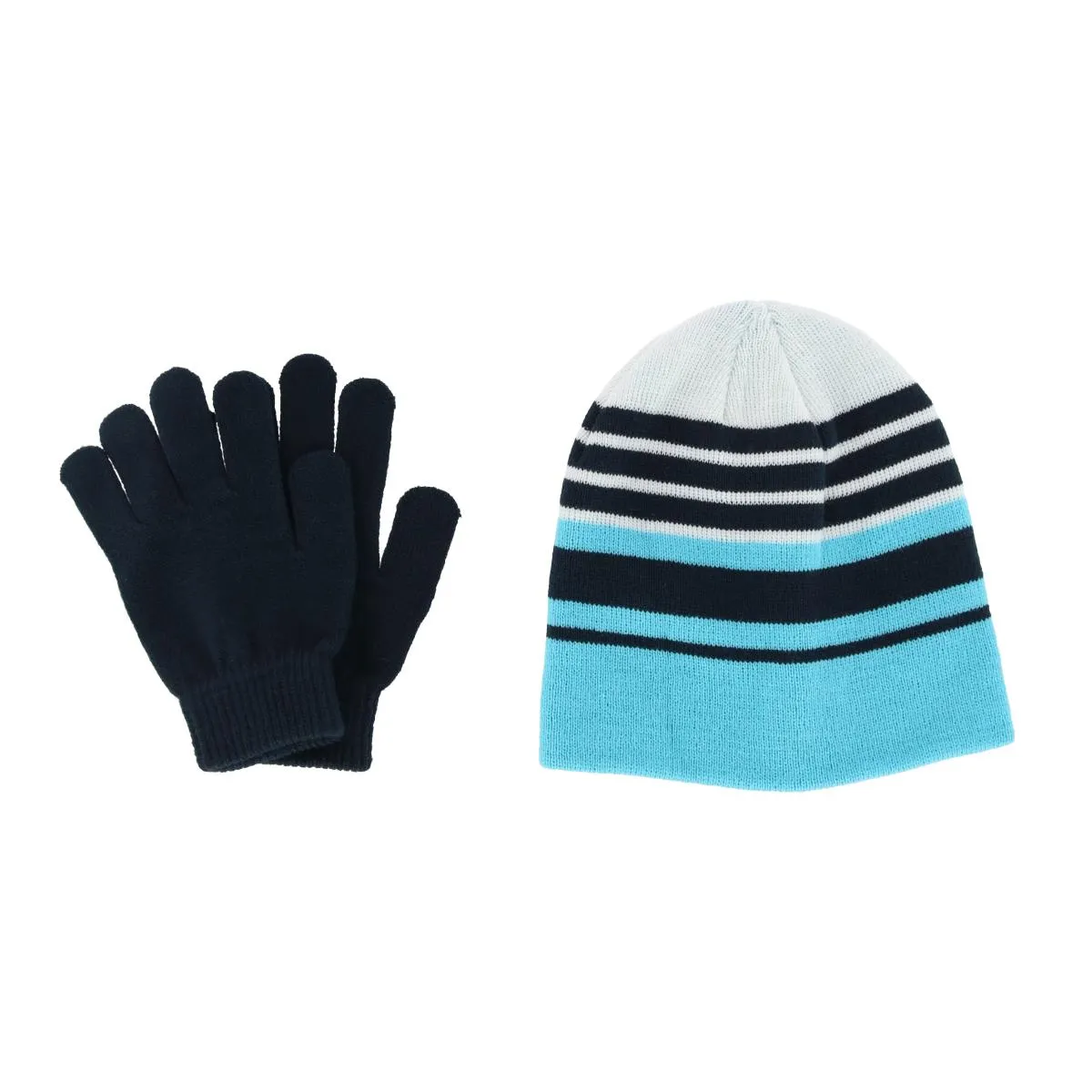 Grand Sierra Girl's 4-6x Striped 2-Piece Winter Beanie and Glove Set