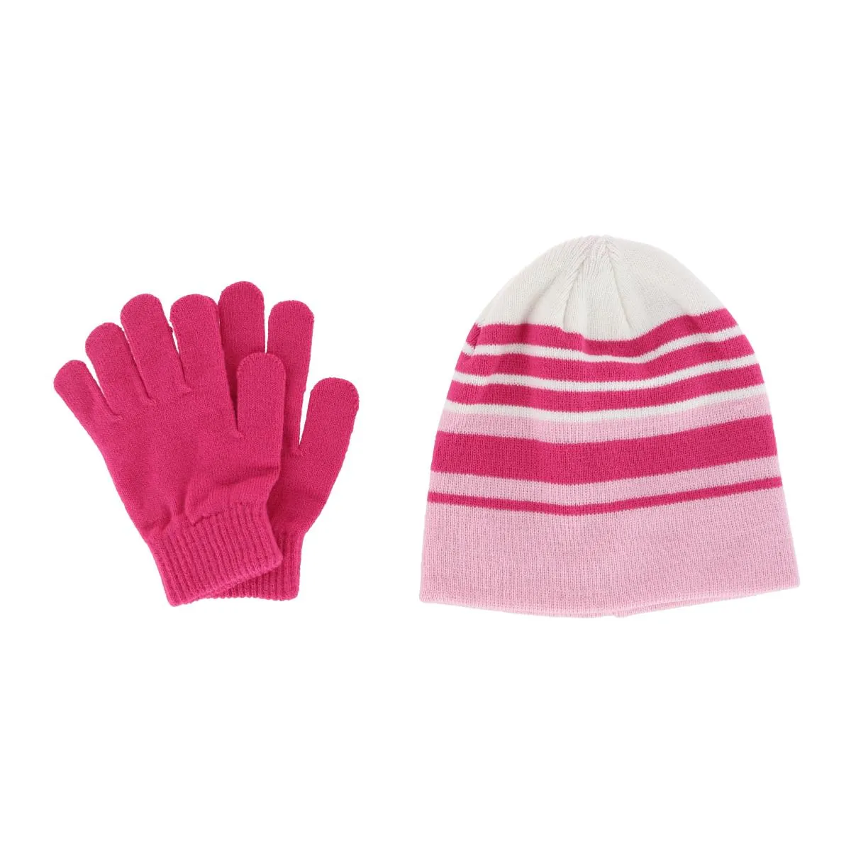 Grand Sierra Girl's 4-6x Striped 2-Piece Winter Beanie and Glove Set