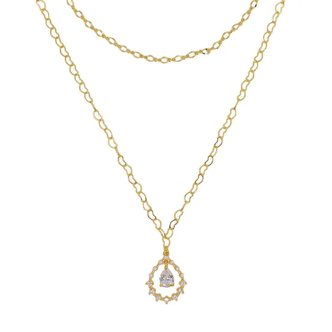 Hanging Drop Double Layer Necklace
