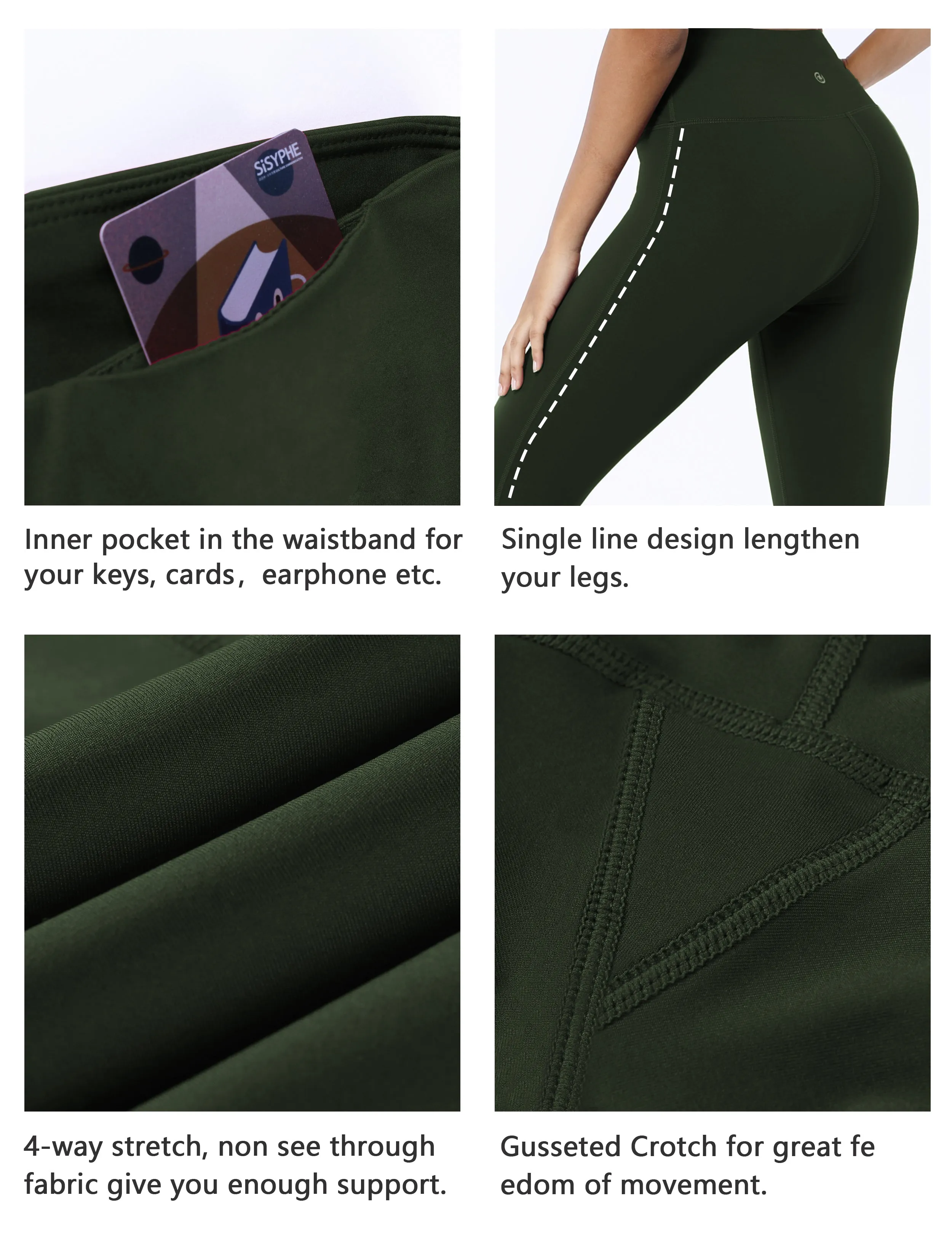 High Waist Side Line Yoga Pants olivegray