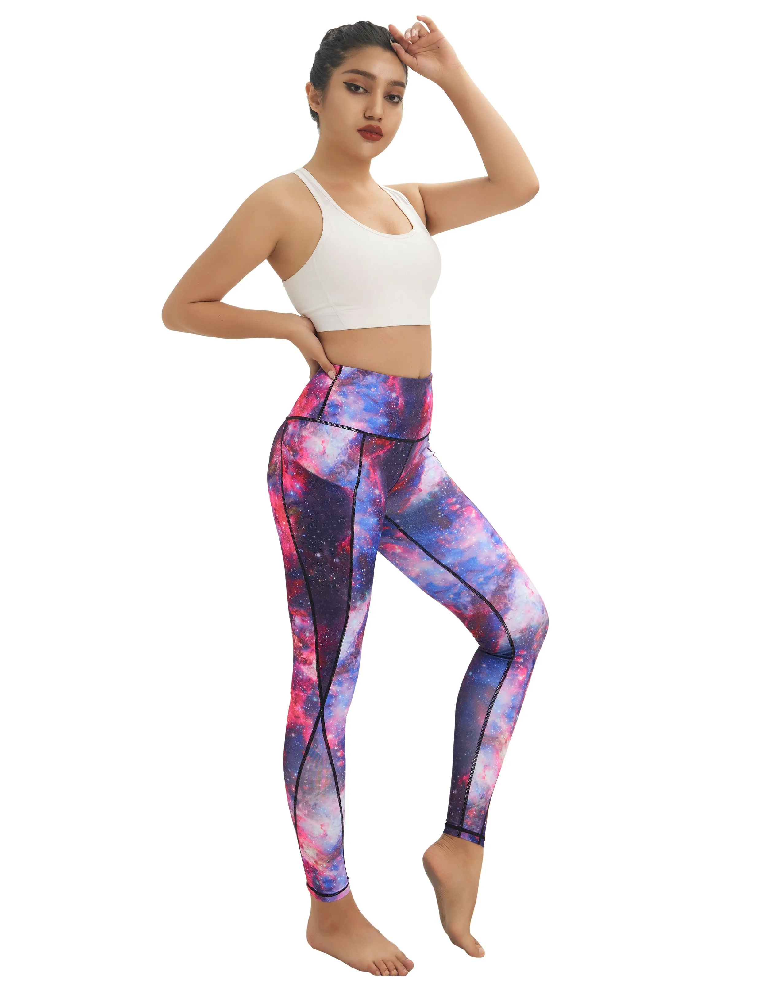 High Waist Side Pockets Jogging Pants galaxy_Jogging
