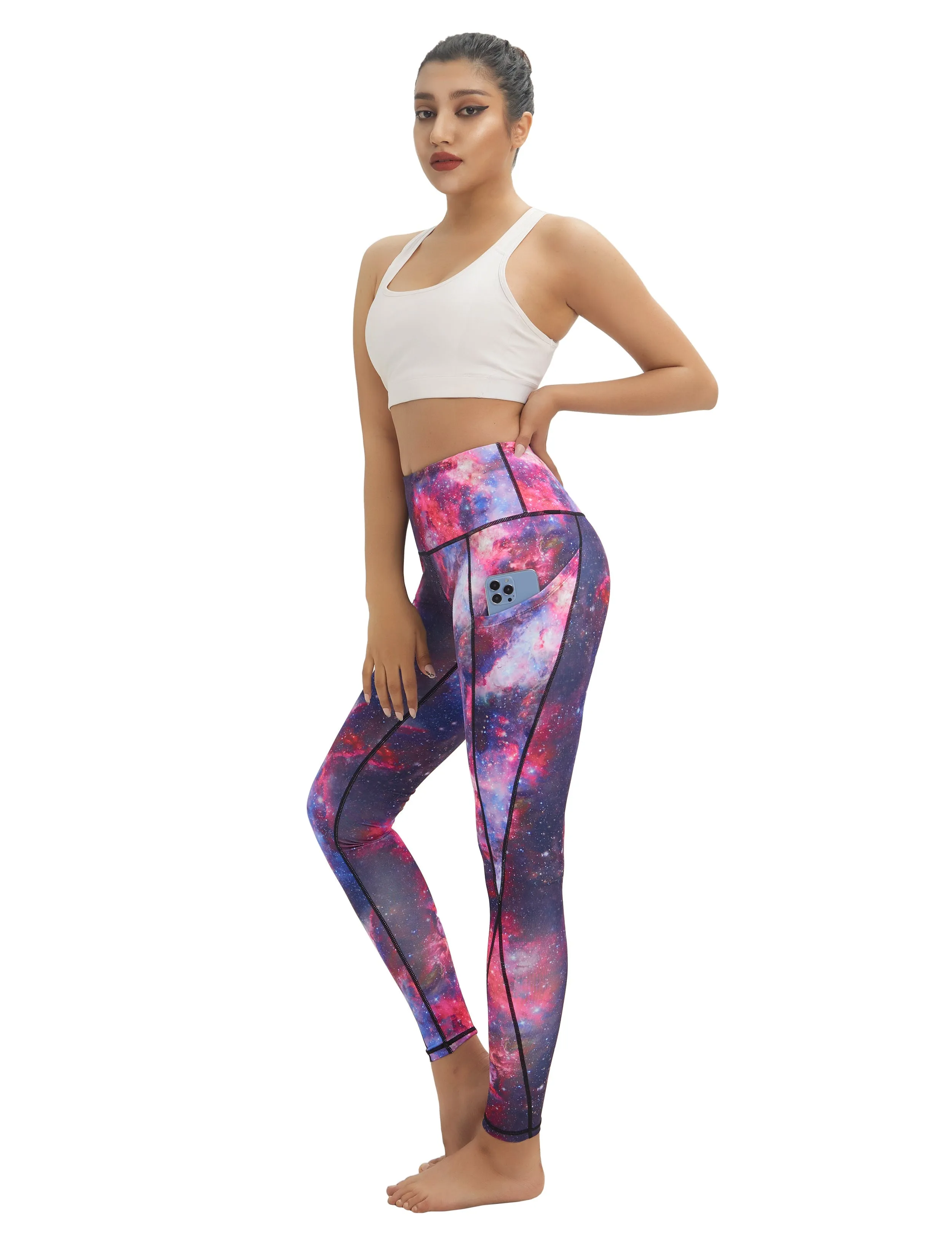 High Waist Side Pockets Jogging Pants galaxy_Jogging