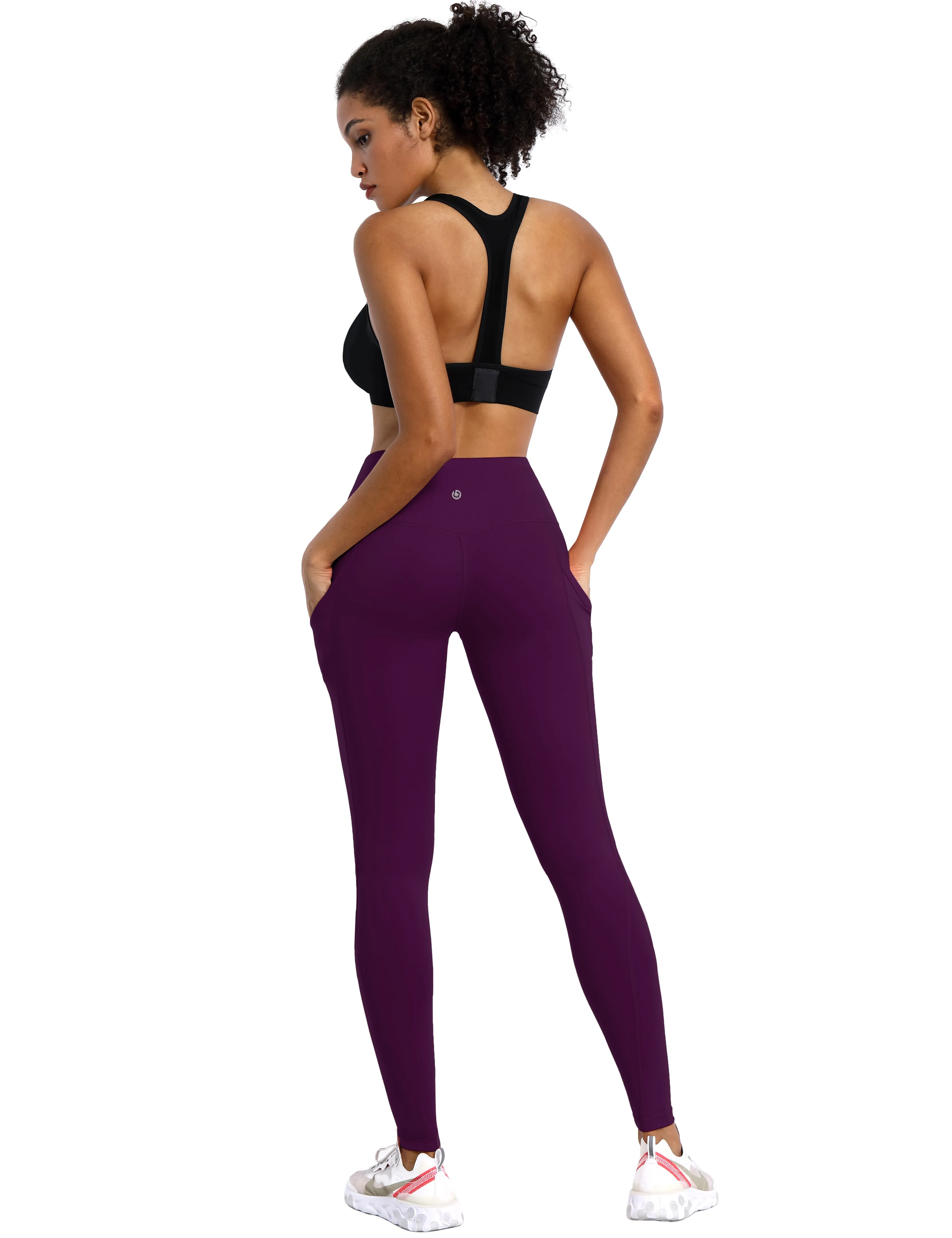 High Waist Side Pockets Running Pants plum_Running