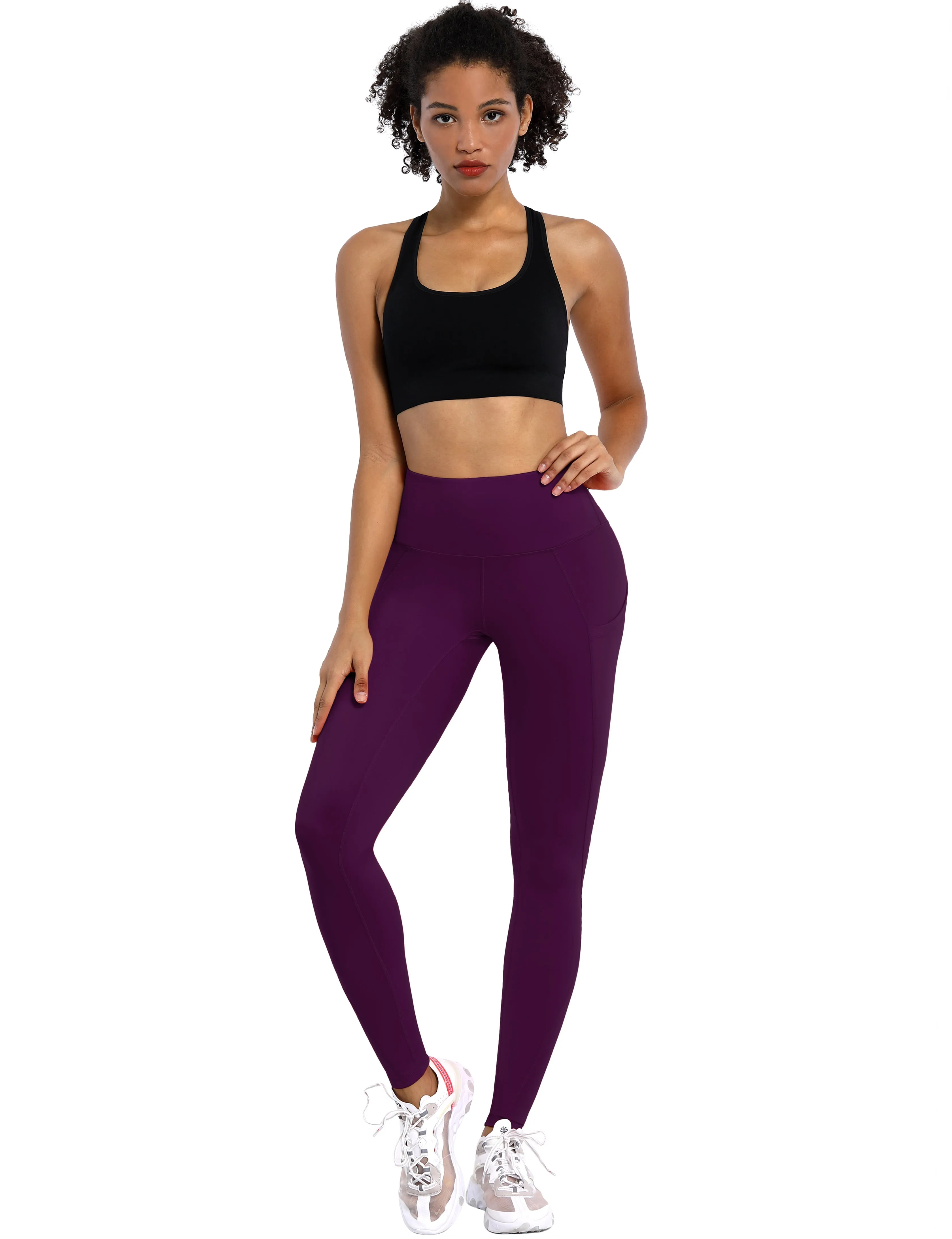 High Waist Side Pockets Running Pants plum_Running