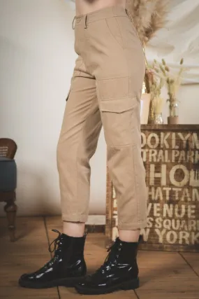 High Waist Solid Capri Cargo Pants