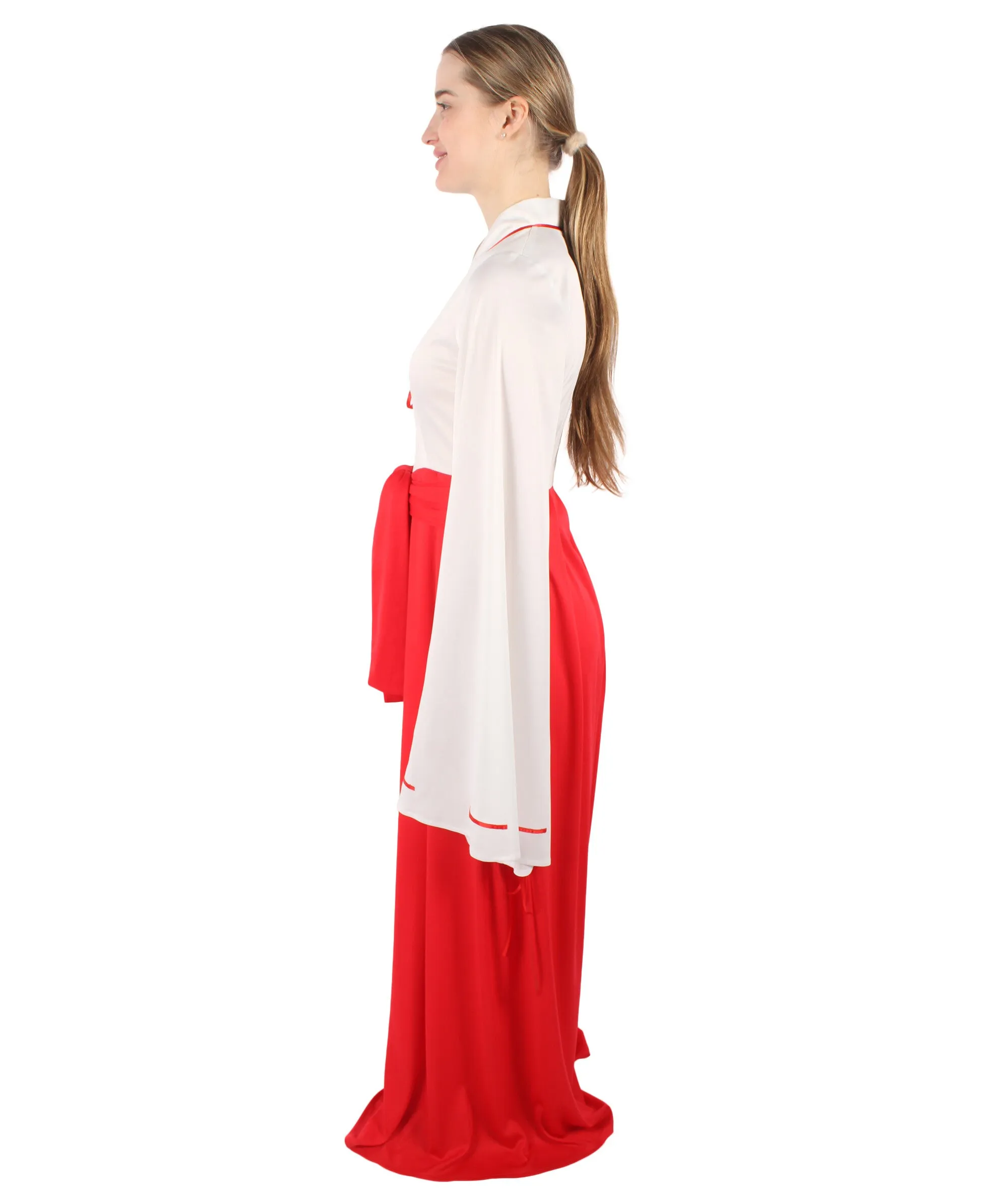 HPO Adult Women's Anime Priestess Red Kimono Costume I Perfect for Halloween I Flame-retardant Synthetic Fabric