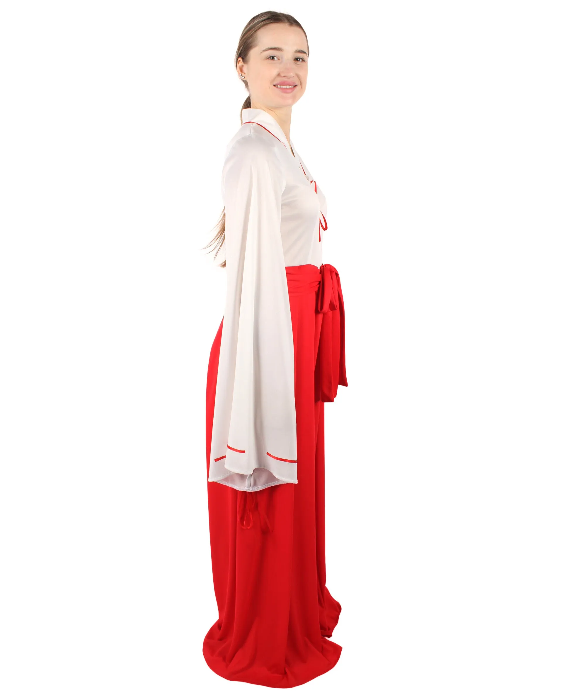 HPO Adult Women's Anime Priestess Red Kimono Costume I Perfect for Halloween I Flame-retardant Synthetic Fabric