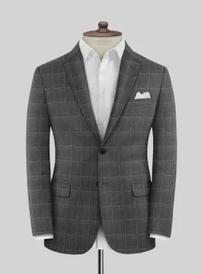 Italian Balca Gray Windowpane Flannel Jacket