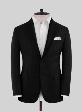 Italian Black Herringbone Flannel Jacket