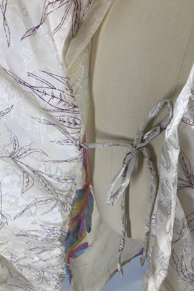 Ivory Abstract Floral Sari Robe
