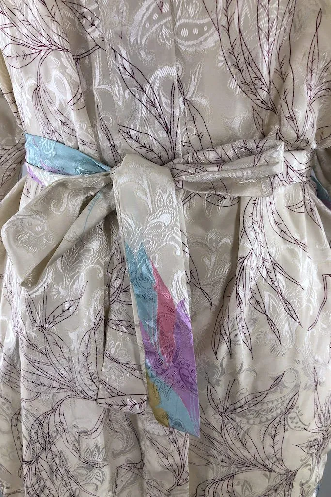 Ivory Abstract Floral Sari Robe