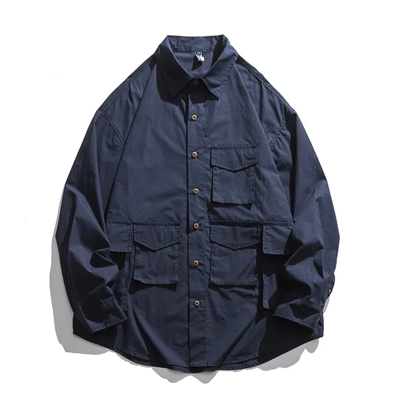 Japanese Streetwear Workwear Shirts with Long Sleeve - High Quality