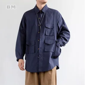 Japanese Streetwear Workwear Shirts with Long Sleeve - High Quality