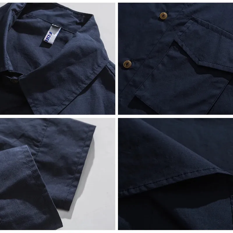 Japanese Streetwear Workwear Shirts with Long Sleeve - High Quality