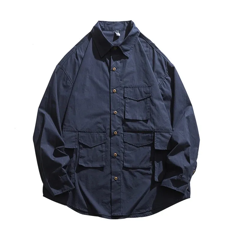 Japanese Streetwear Workwear Shirts with Long Sleeve - High Quality