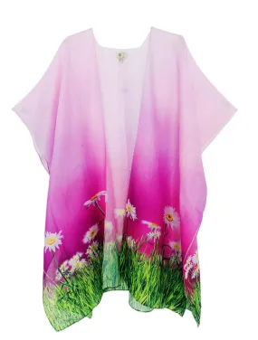 JC062745 Ombre Fuchsia-Green Daisy Kimono