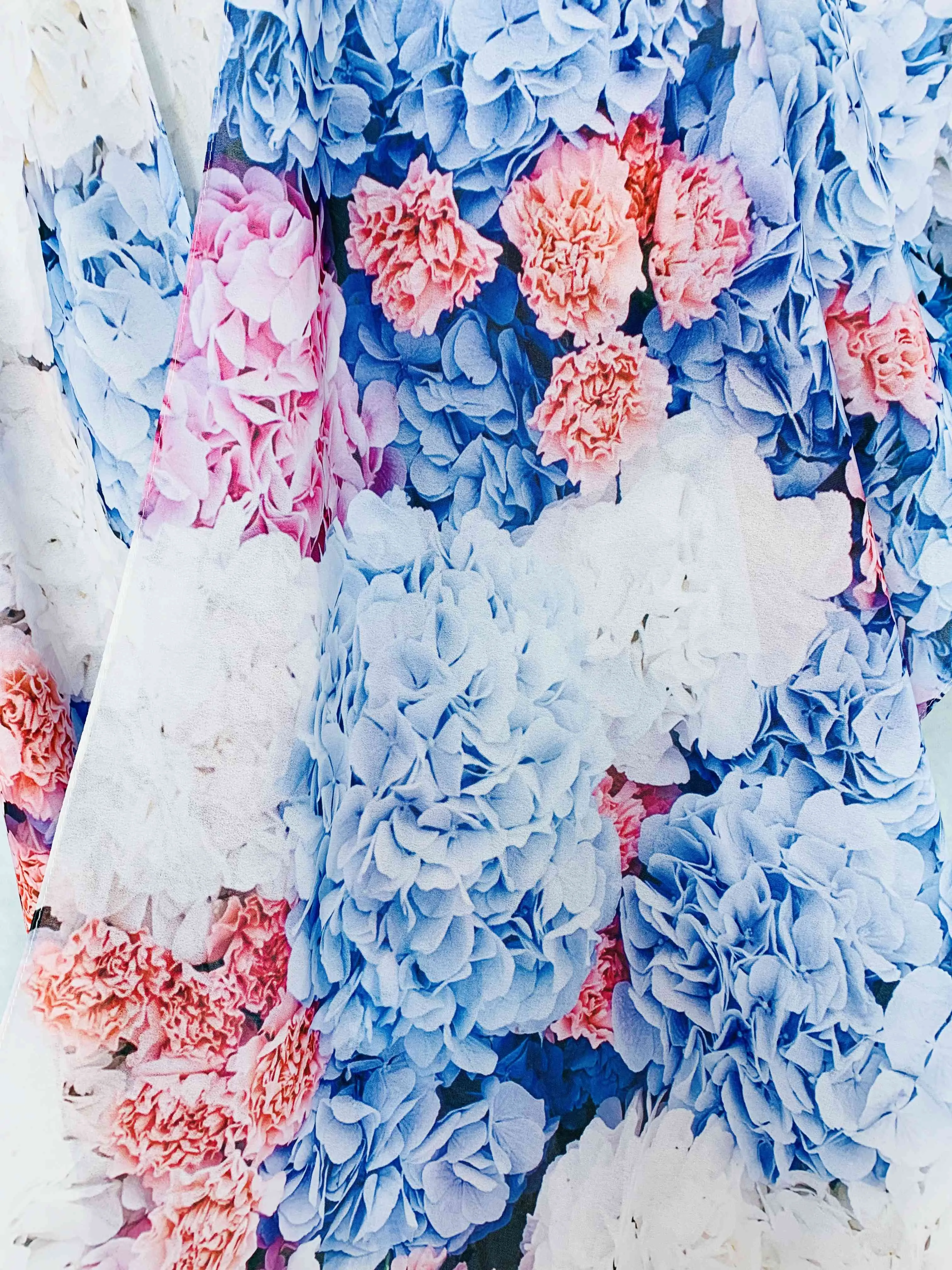JC071017 Blue-Pink Hydrangea Kimono