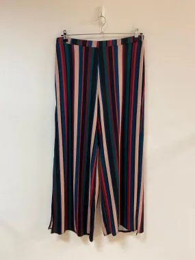 Jewel striped ribbed culottes with high side slits, New Look, Size 16 (Elastane, Polyester)