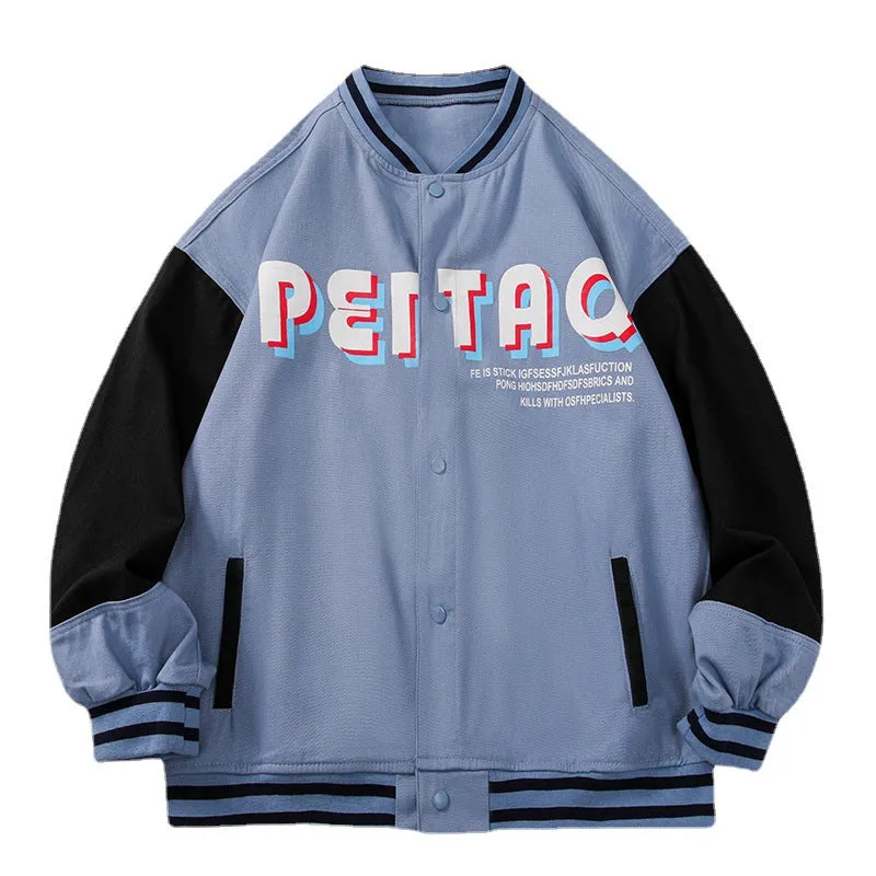 Jock Jacket Baseball Jacket Men's Autumn and Winter Letters Loose Casual Denim Jacket Men's Coat