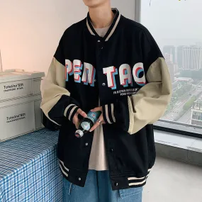 Jock Jacket Baseball Jacket Men's Autumn and Winter Letters Loose Casual Denim Jacket Men's Coat