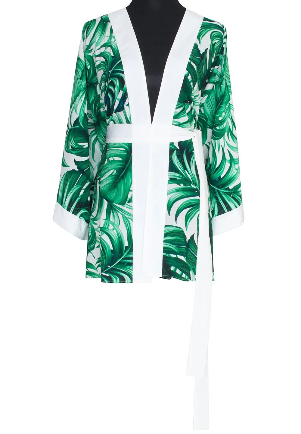 Jungle - Monstera White / Green Kimono (Off-White)