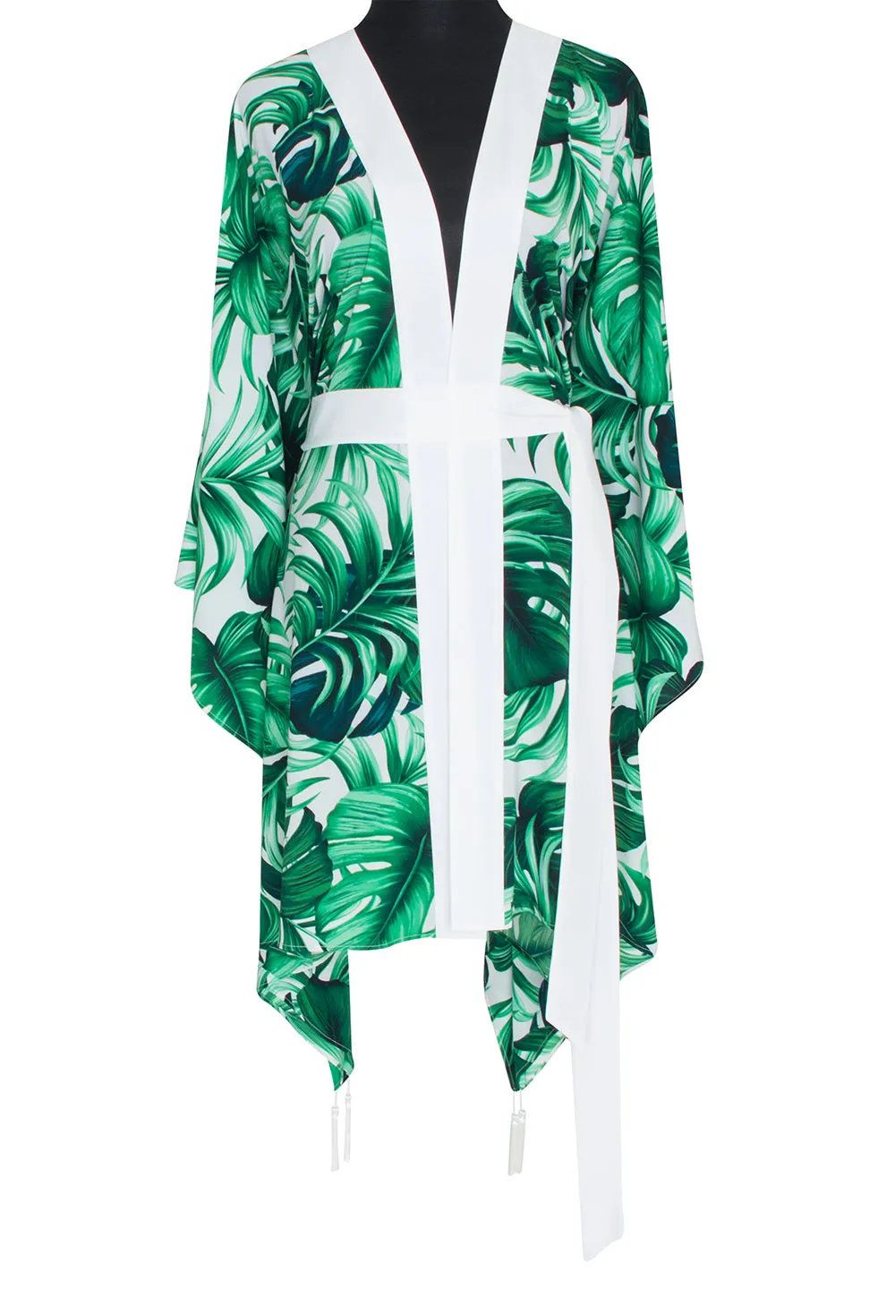 Jungle - Monstera White / Green Kimono (Off-White)