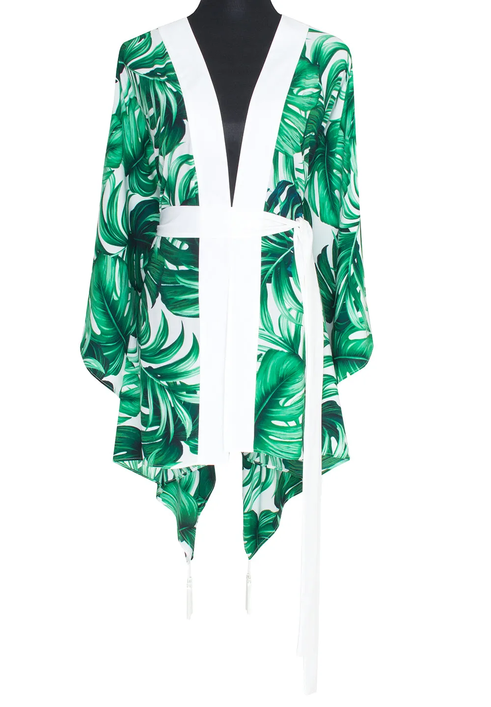 Jungle - Monstera White / Green Kimono (Off-White)