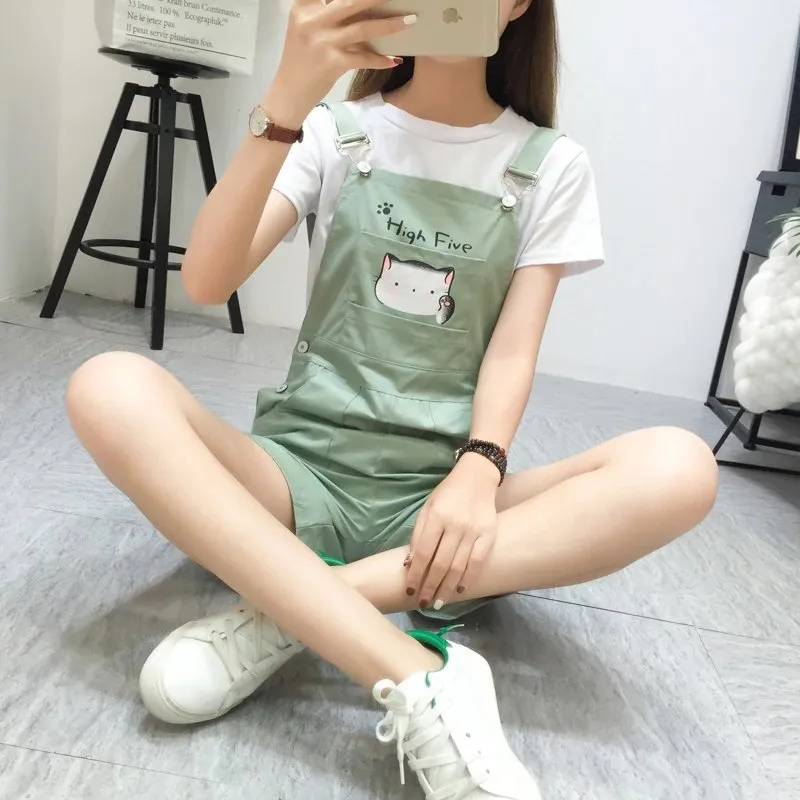 Kawaii Cat Overall Shorts