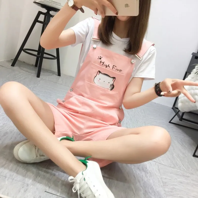 Kawaii Cat Overall Shorts