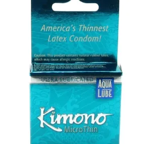 Kimono Micro Thin Condoms with Aqua Lube 3 pack