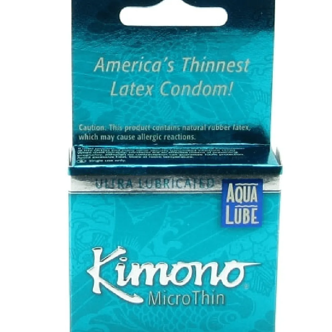 Kimono Micro Thin Condoms with Aqua Lube 3 pack