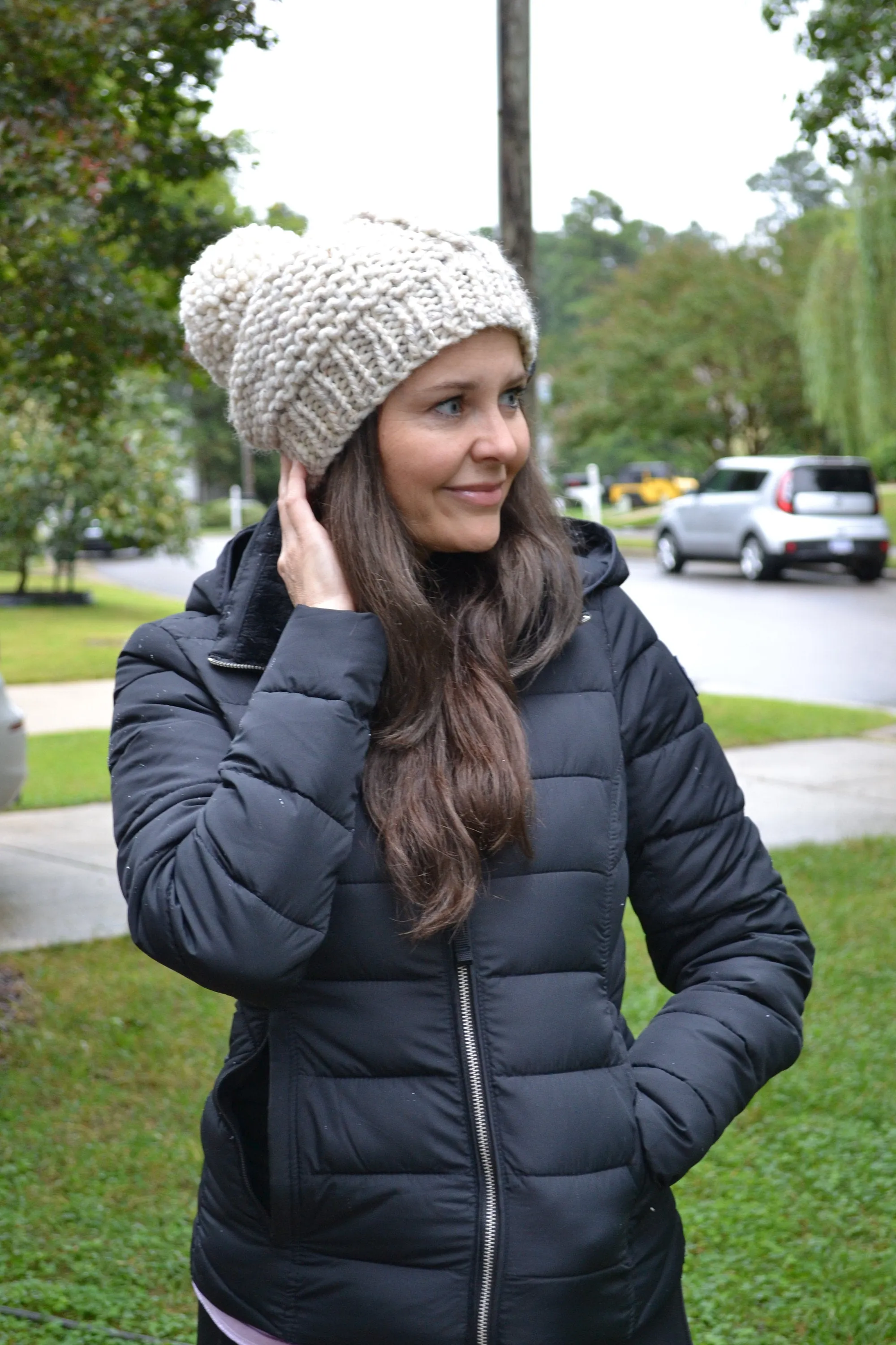 KNITTING PATTERN DIY The Blowing Rock Beanie,  Pom Pom Beanie Hat, Cap Toque Bobble Hat Winter Hat, Beanie Hat Knitting Pattern