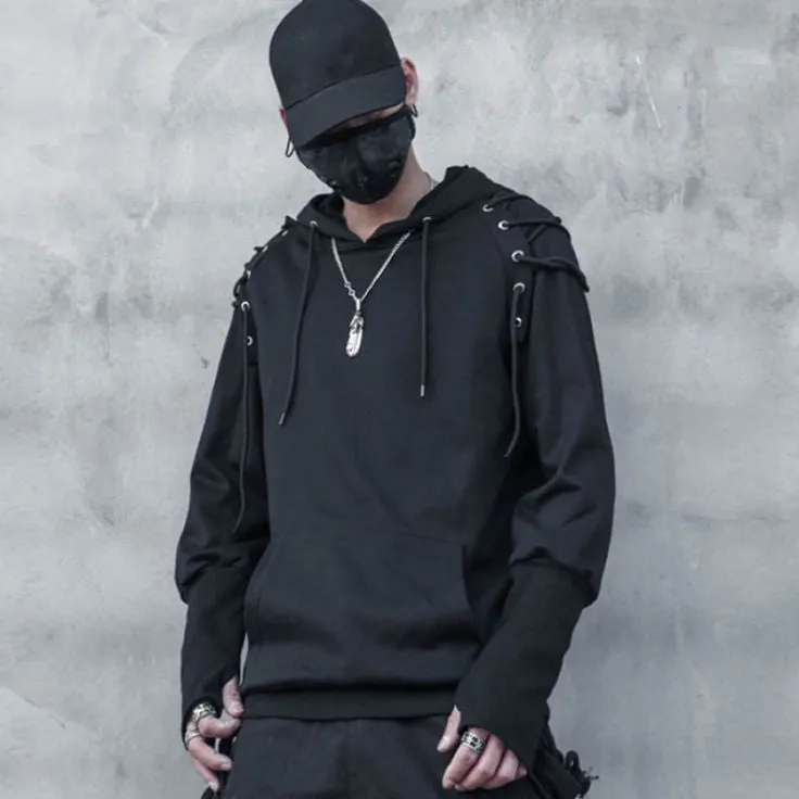 Korean Style Drawstring Design Hip-Hop Pullover Hoodie