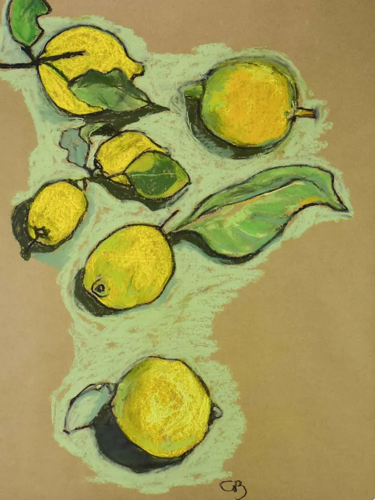 Lemons still life - Caroline Beauzon - pastel on craft paper 24½" x 34¼"