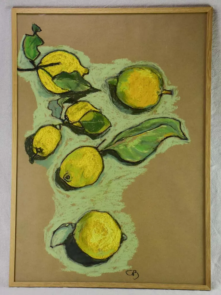 Lemons still life - Caroline Beauzon - pastel on craft paper 24½" x 34¼"