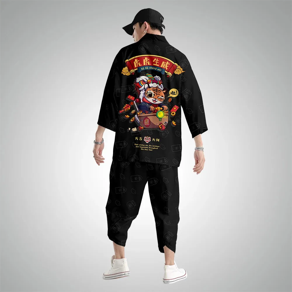 Lion Dance Printed Kimono